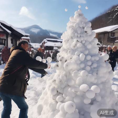 南方游客打雪仗挂满树,变大雪人