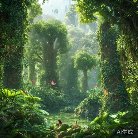 原始森林，生机勃勃的绿色城堡