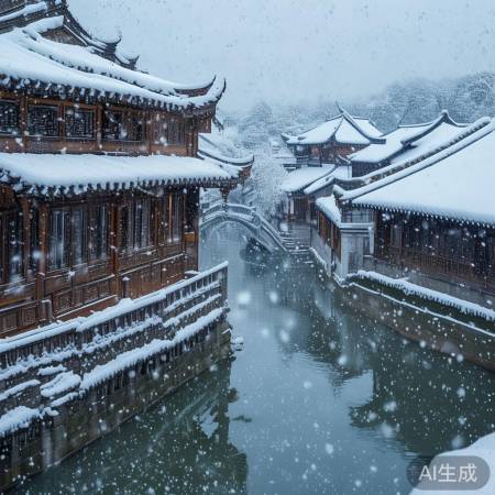 江浙沪罕见大雪，水乡银装美景