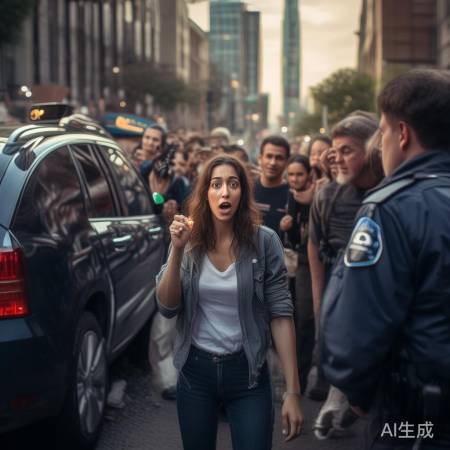 女子违停竖中指被撞，交警回应引热议