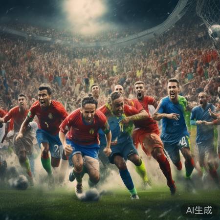 国足球员顽强拼搏，勇夺胜利