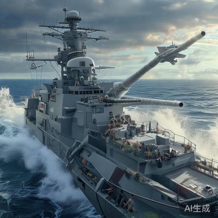 驱逐舰雷达锁定敌机，精准打击。
