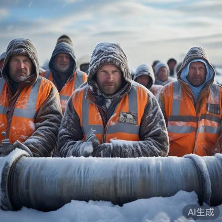 石油工人在寒风中坚守