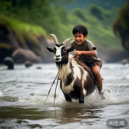 勇敢小明骑山羊过河
