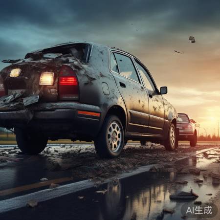 车辆高速强行变道，后车追尾事故现场曝光