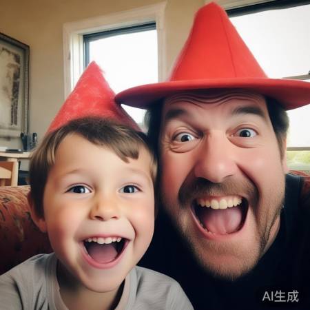 超哥父女搞笑合照