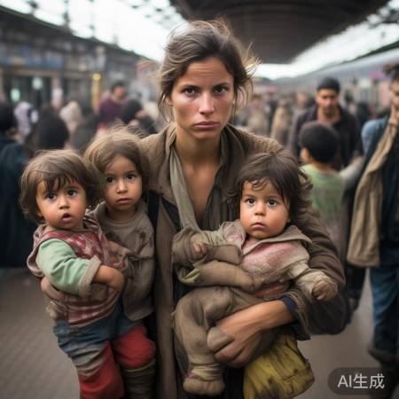 母女四口赶火车，感人一幕