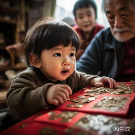 小孩验红包，敬重长辈情