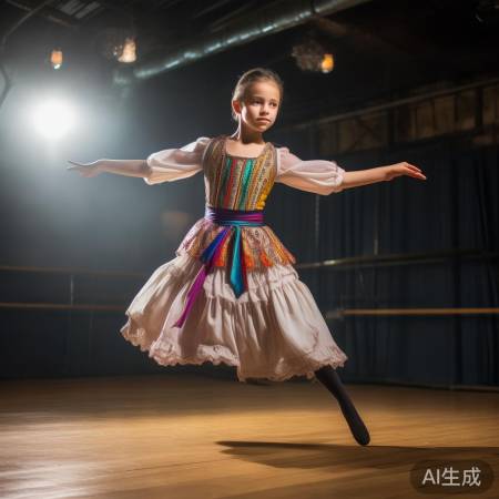 刻苦练舞的英歌舞小女孩