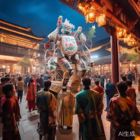 大唐不夜城机器人演绎大花轿惊艳亮相