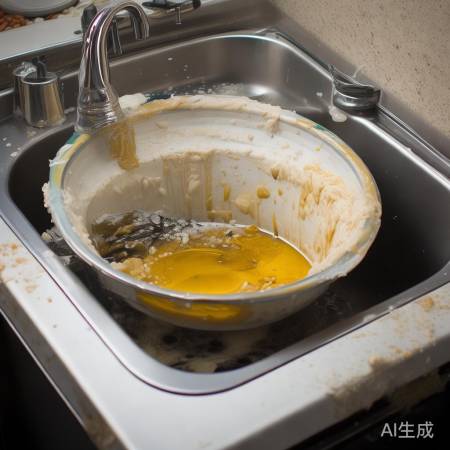 碗未洗净，消毒无效。