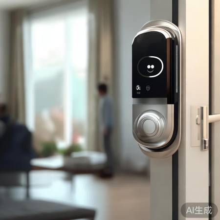 智能猫眼锁，科幻门铃微笑抓拍