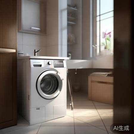 洗衣机角落，L型洗漱台