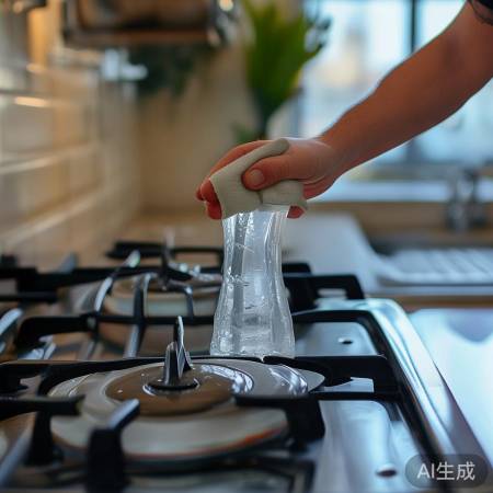 “用白醋/酒精/柠檬汁擦拭燃气