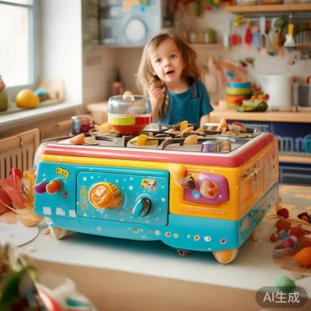 集成灶遇童趣插画