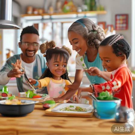 集成灶插画：寓教于乐，和谐烹饪