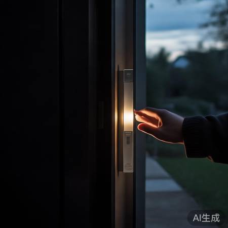 指纹锁感应灯，自动亮起，温暖回