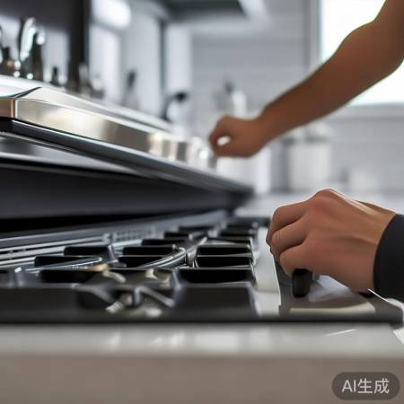 燃气灶盖子难找？灶台旁按钮开。